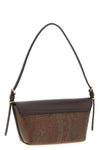 small shoulder bag in matt-grain coated paisley jacquard cotton fabric