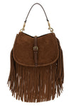 the etro pony medium shoulder bag is made of soft brown suede