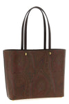 medium etro essential shopping bag in matt-grain coated paisley jacquard cotto