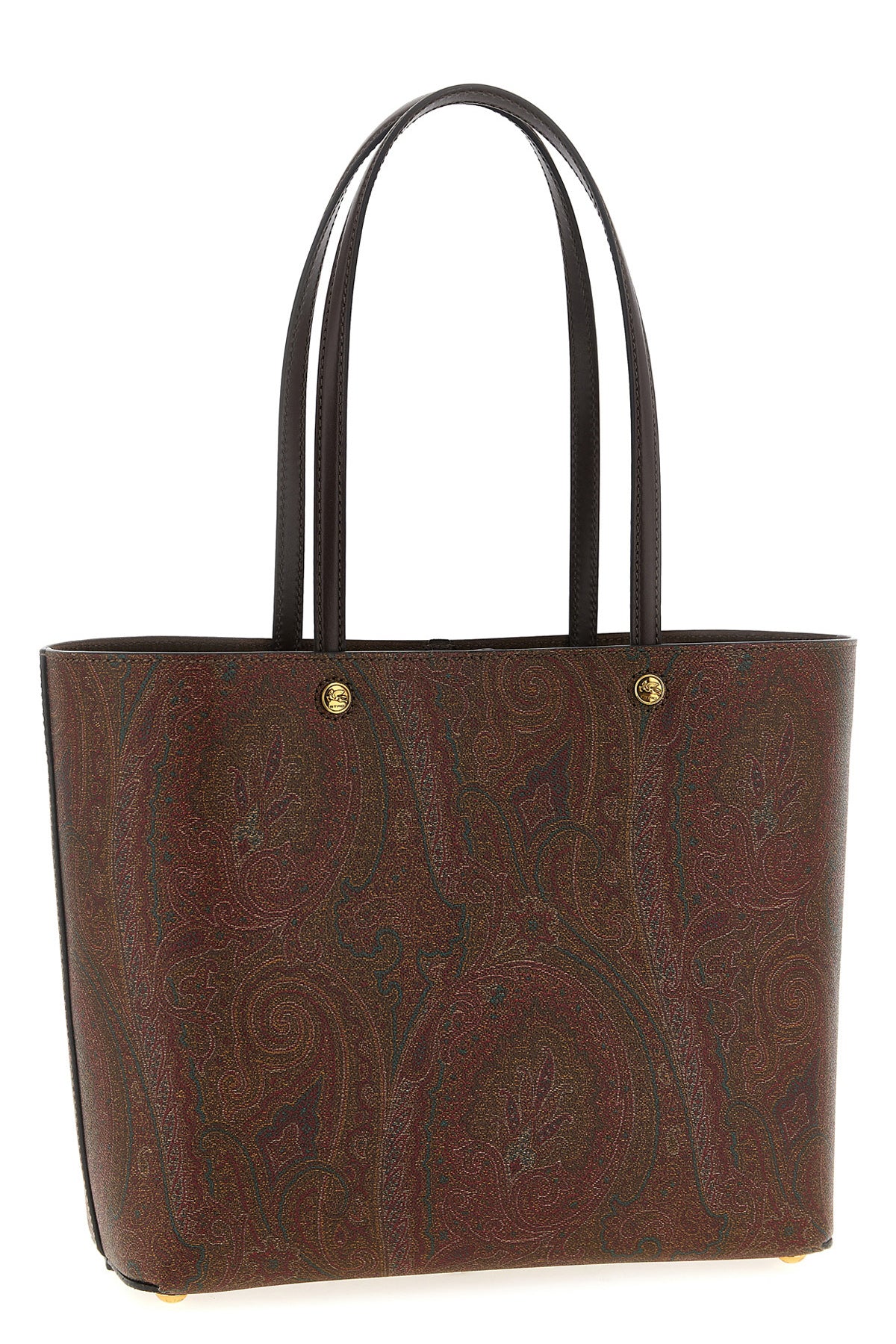 medium etro essential shopping bag in matt-grain coated paisley jacquard cotto