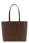 medium etro essential shopping bag in matt-grain coated paisley jacquard cotto