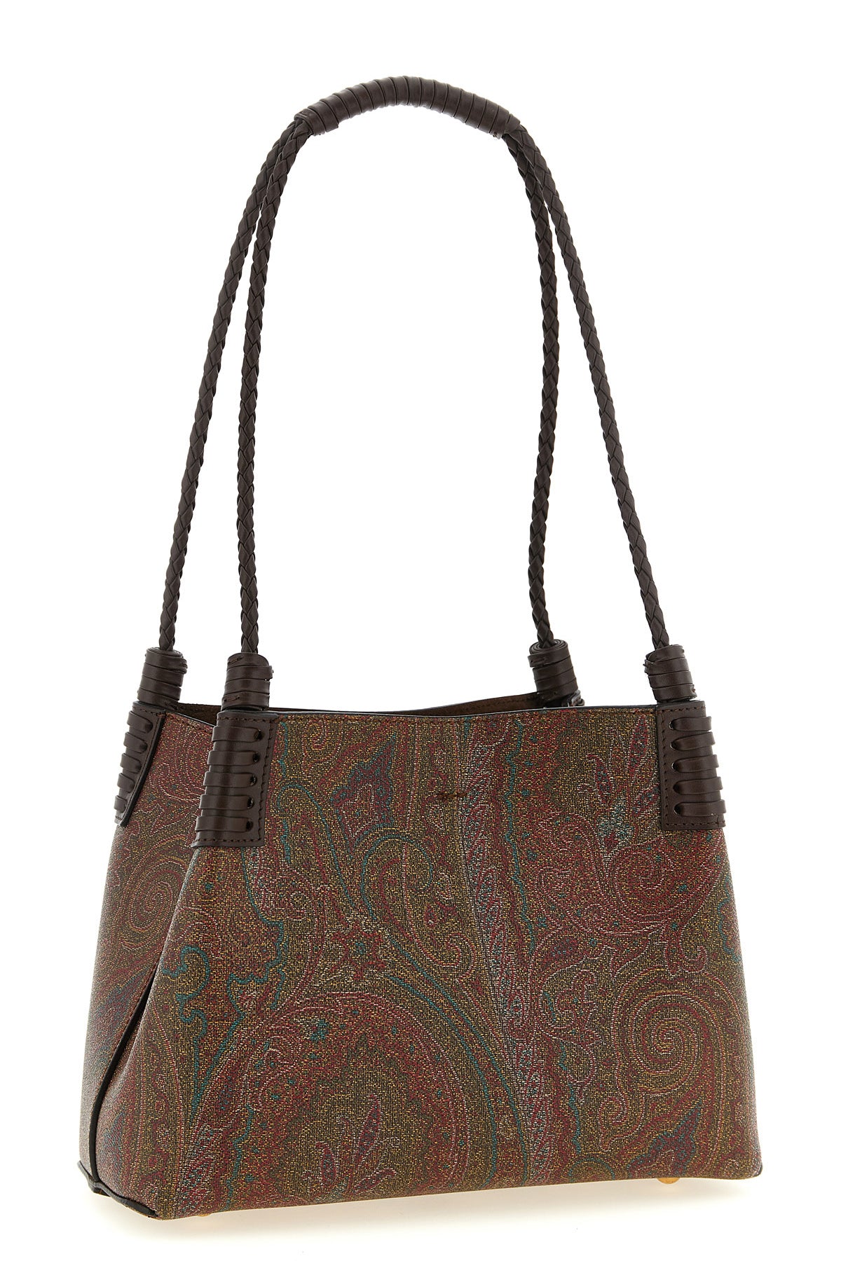 small libra shopping bag in arnica paisley jacquard canvas and leather