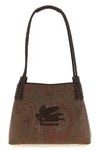small libra shopping bag in arnica paisley jacquard canvas and leather