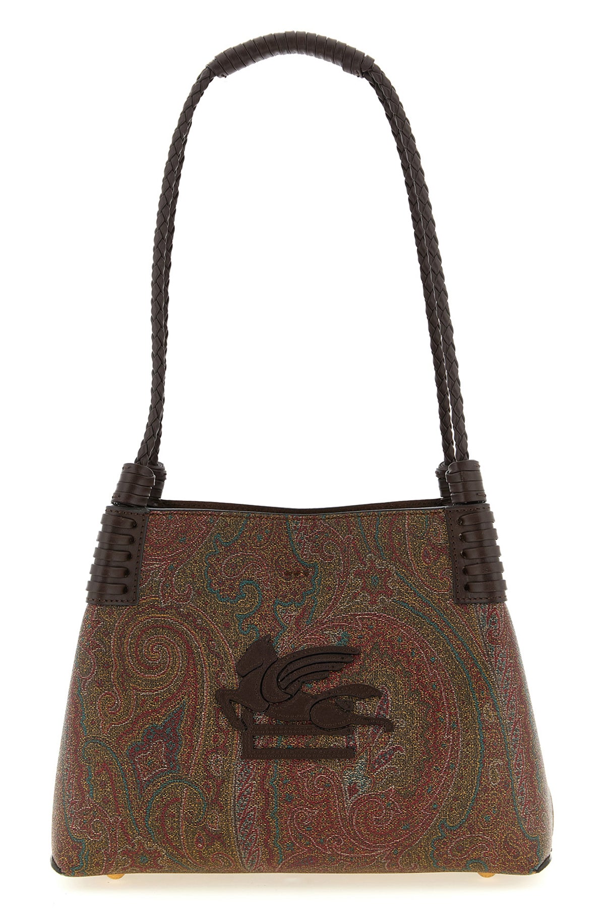 small libra shopping bag in arnica paisley jacquard canvas and leather