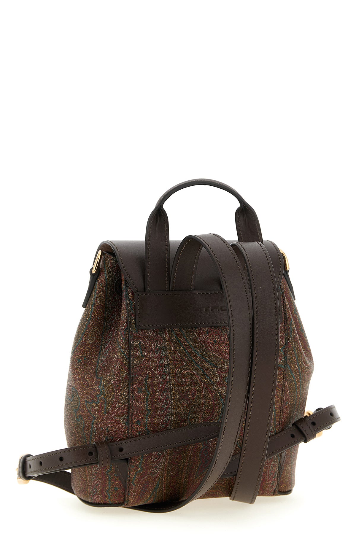 small etro essential backpack in arnica paisley jacquard canvas and leather