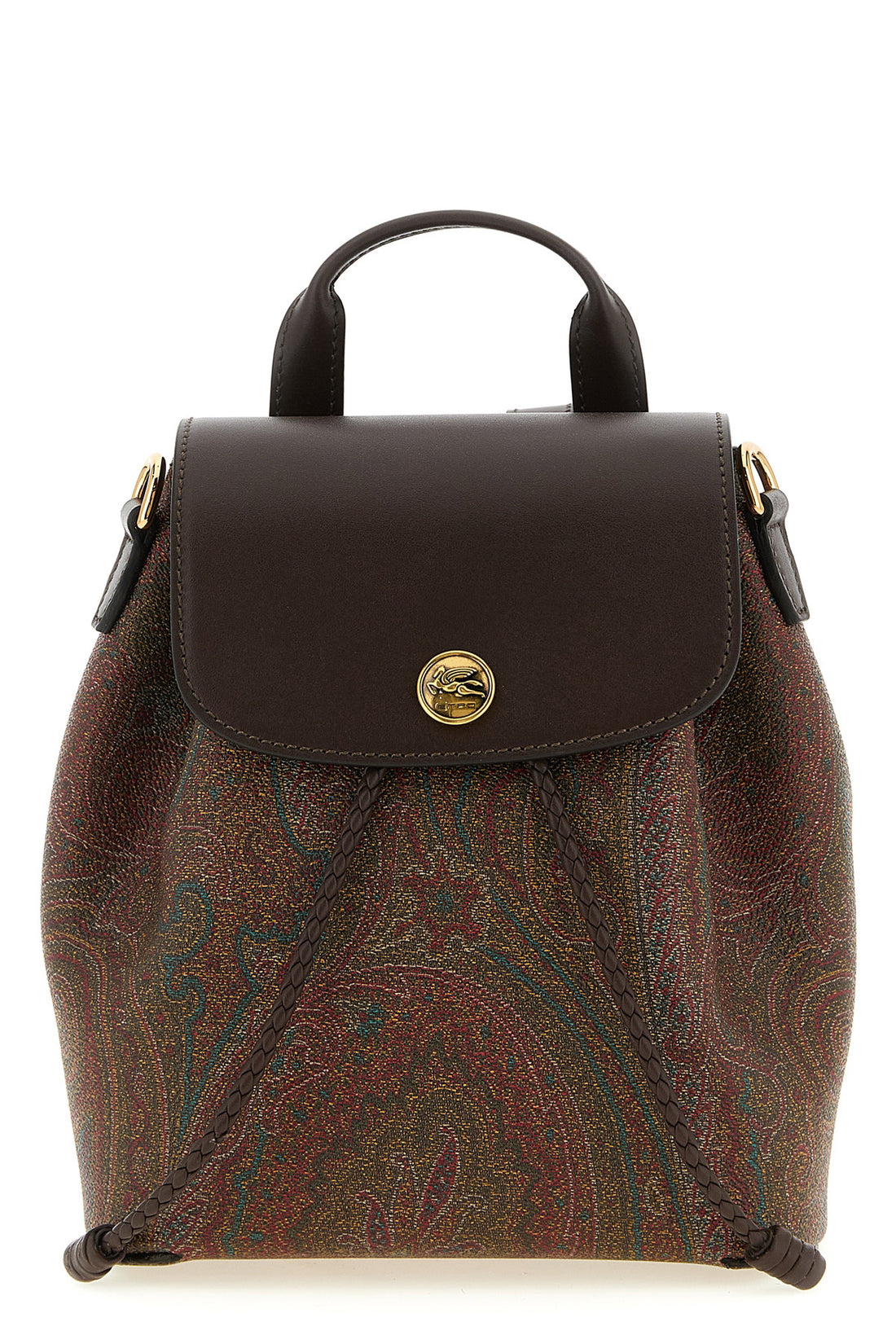ETRO OS small etro essential backpack in arnica paisley jacquard canvas and leather