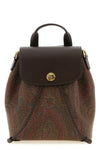 small etro essential backpack in arnica paisley jacquard canvas and leather