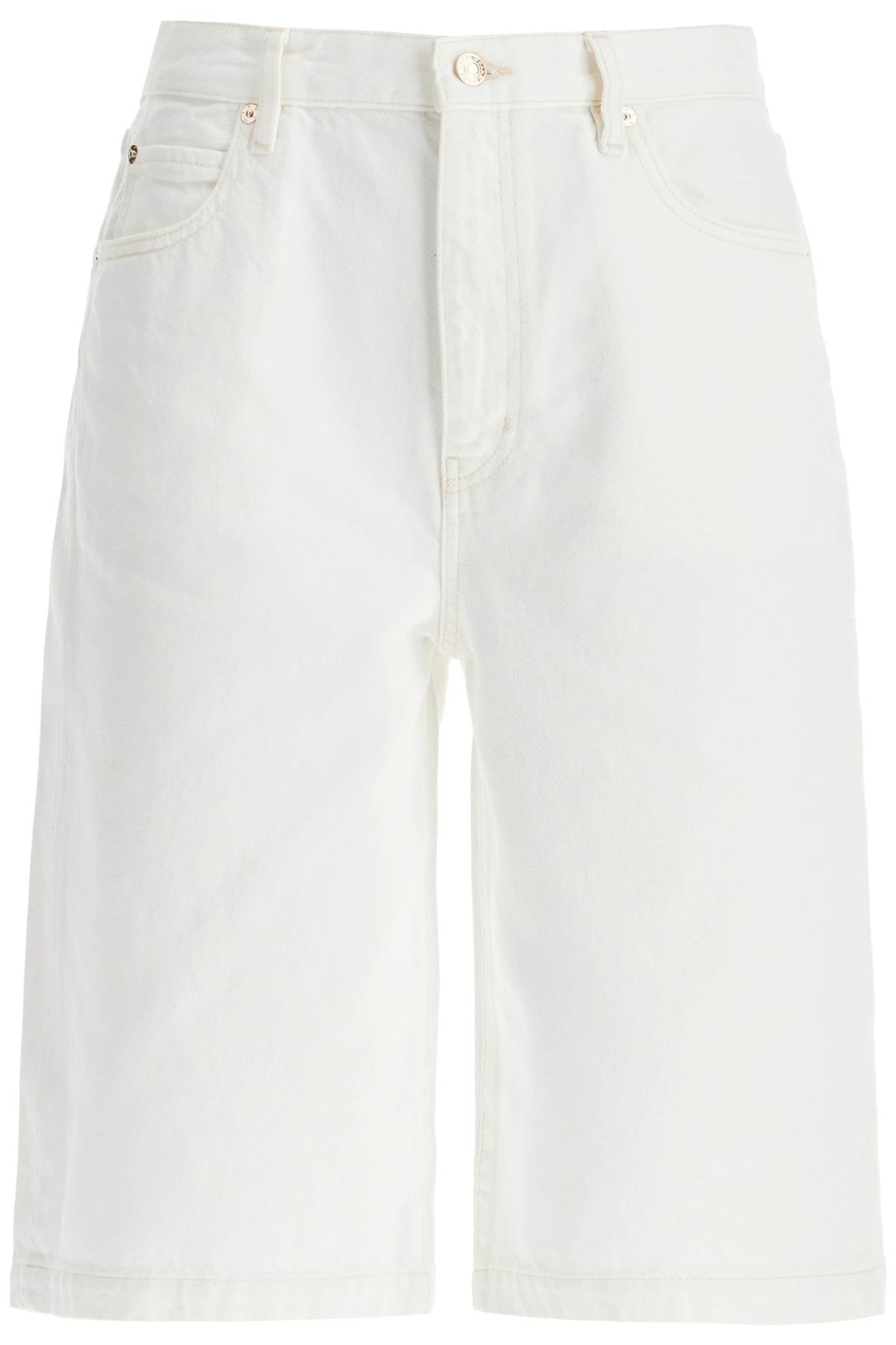 flared denim bermuda shorts.