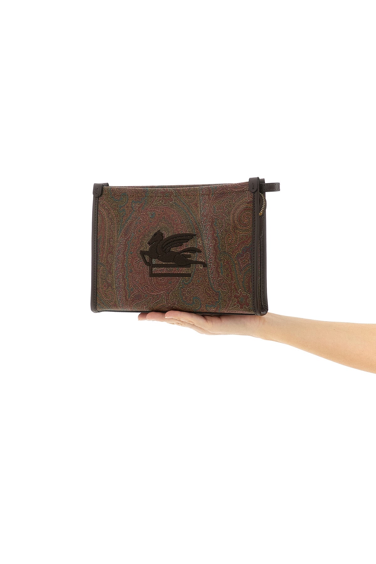 medium arnica clutch bag in paisley jacquard fabric