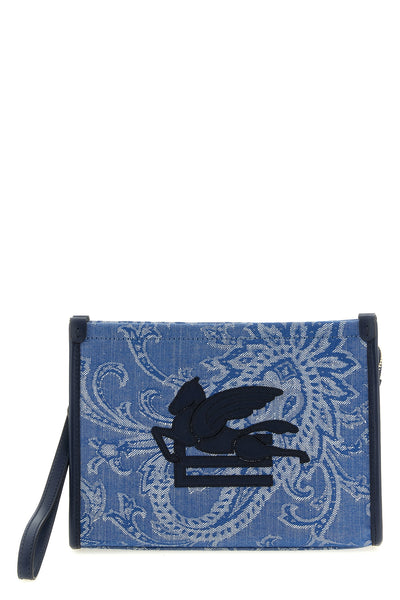 paisley jacquard fabric clutch bag