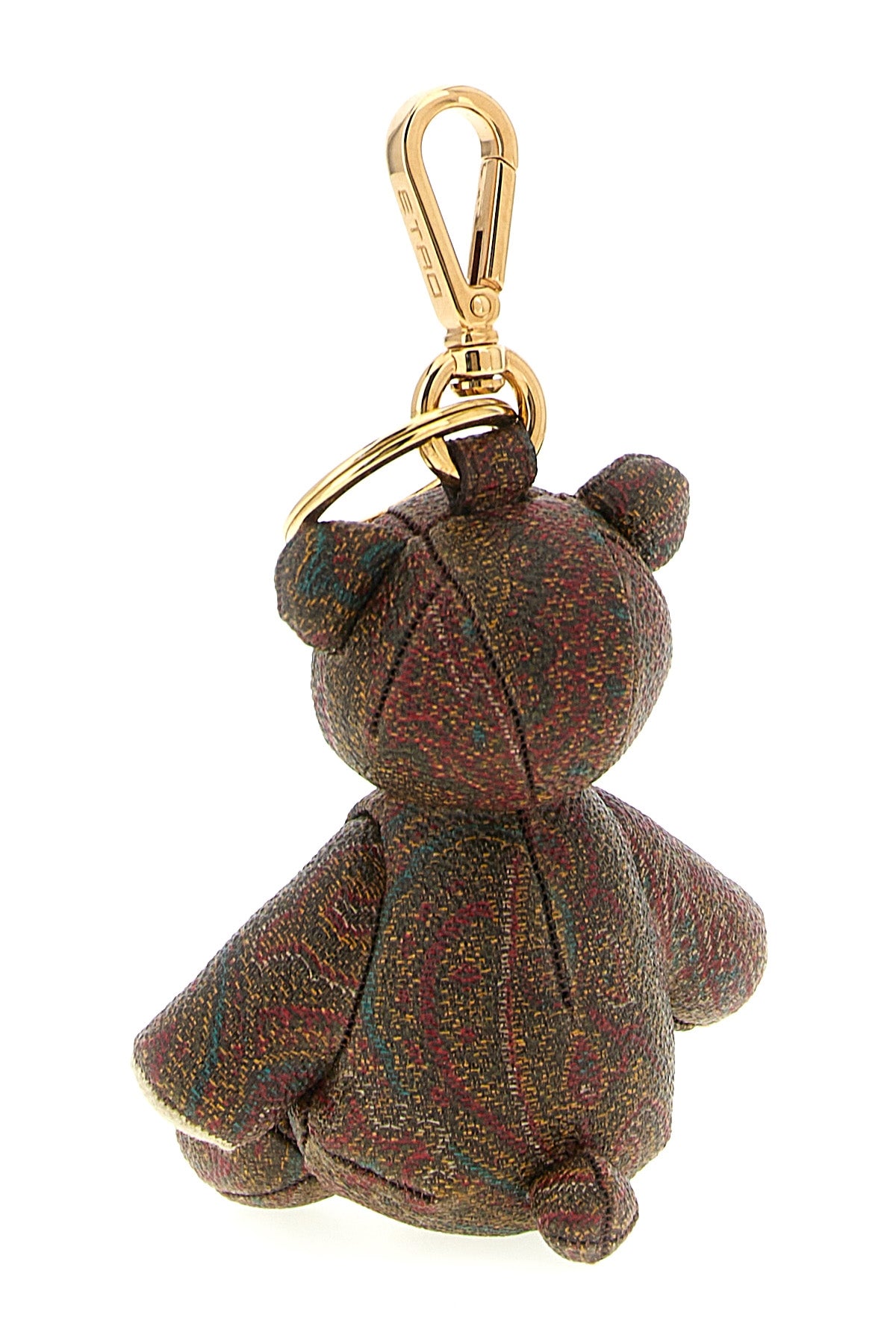 arnica bear purse pendant in matt-grain coated paisley jacquard cotton fabric