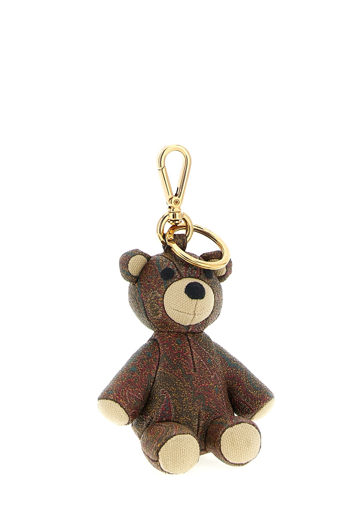arnica bear purse pendant in matt-grain coated paisley jacquard cotton fabric