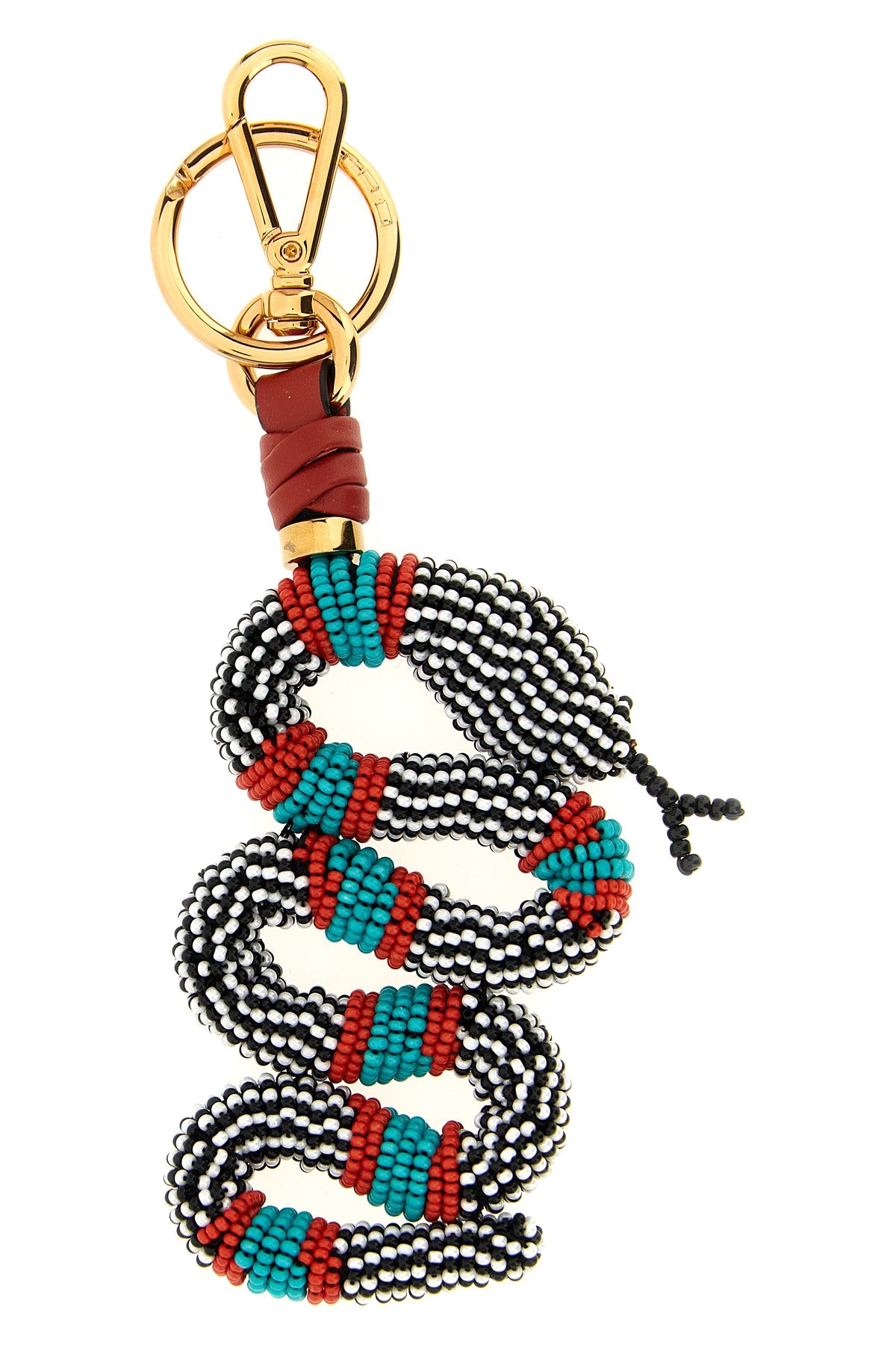 snake keyring in metal and beads