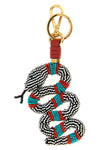snake keyring in metal and beads