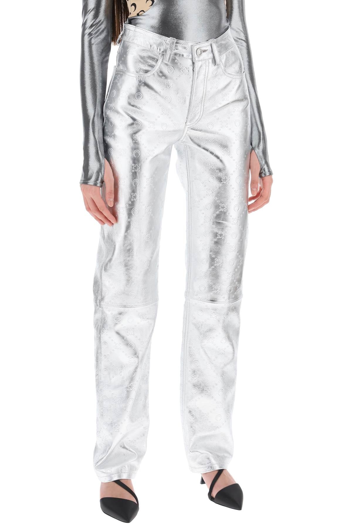 moonogram pants in laminated leather