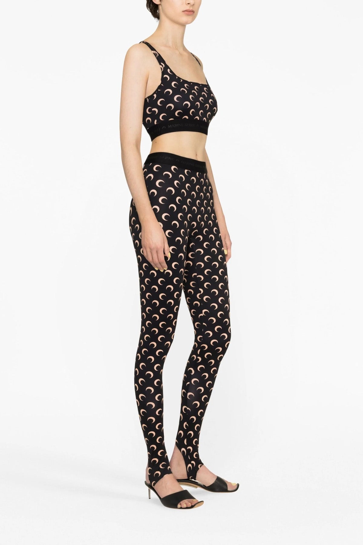 moon printed stretch fabric leggings