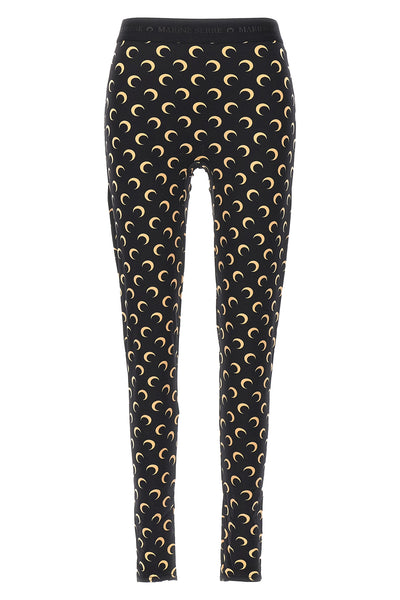 moon printed stretch fabric leggings