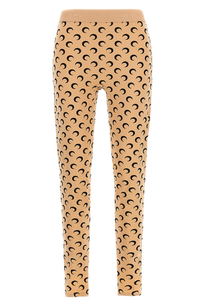 moon printed stretch fabric leggings