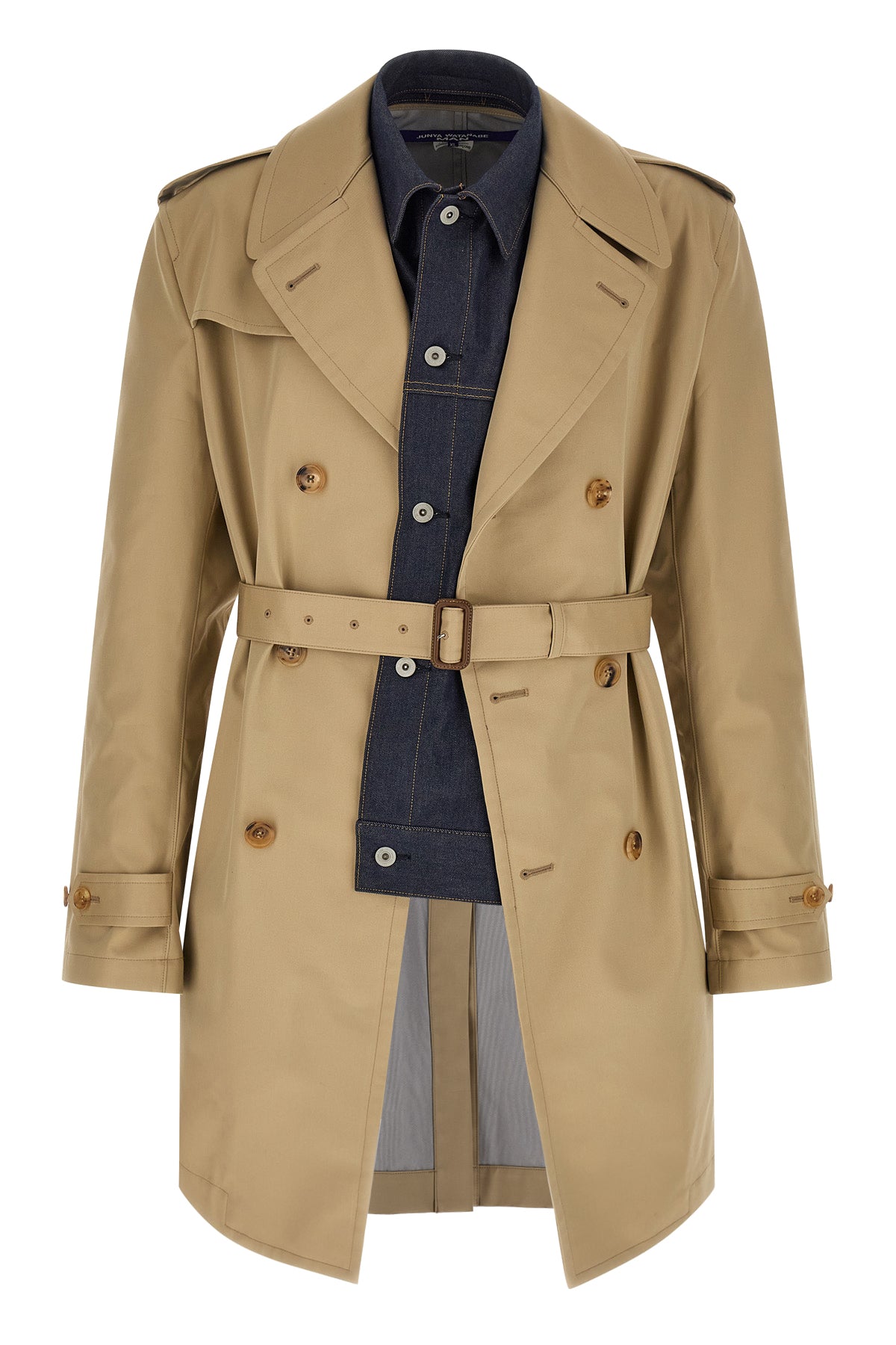 double-breasted cotton gabardine trench coat
