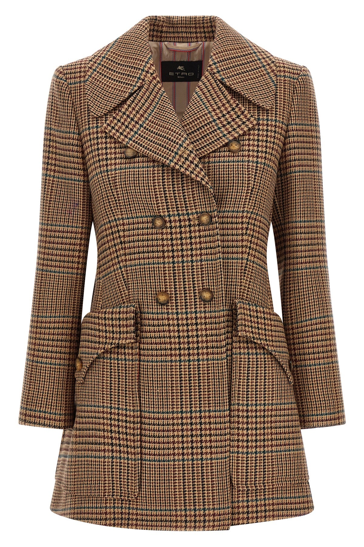 the double-breasted coat etro redefines the codes of tailoring through a rigorou