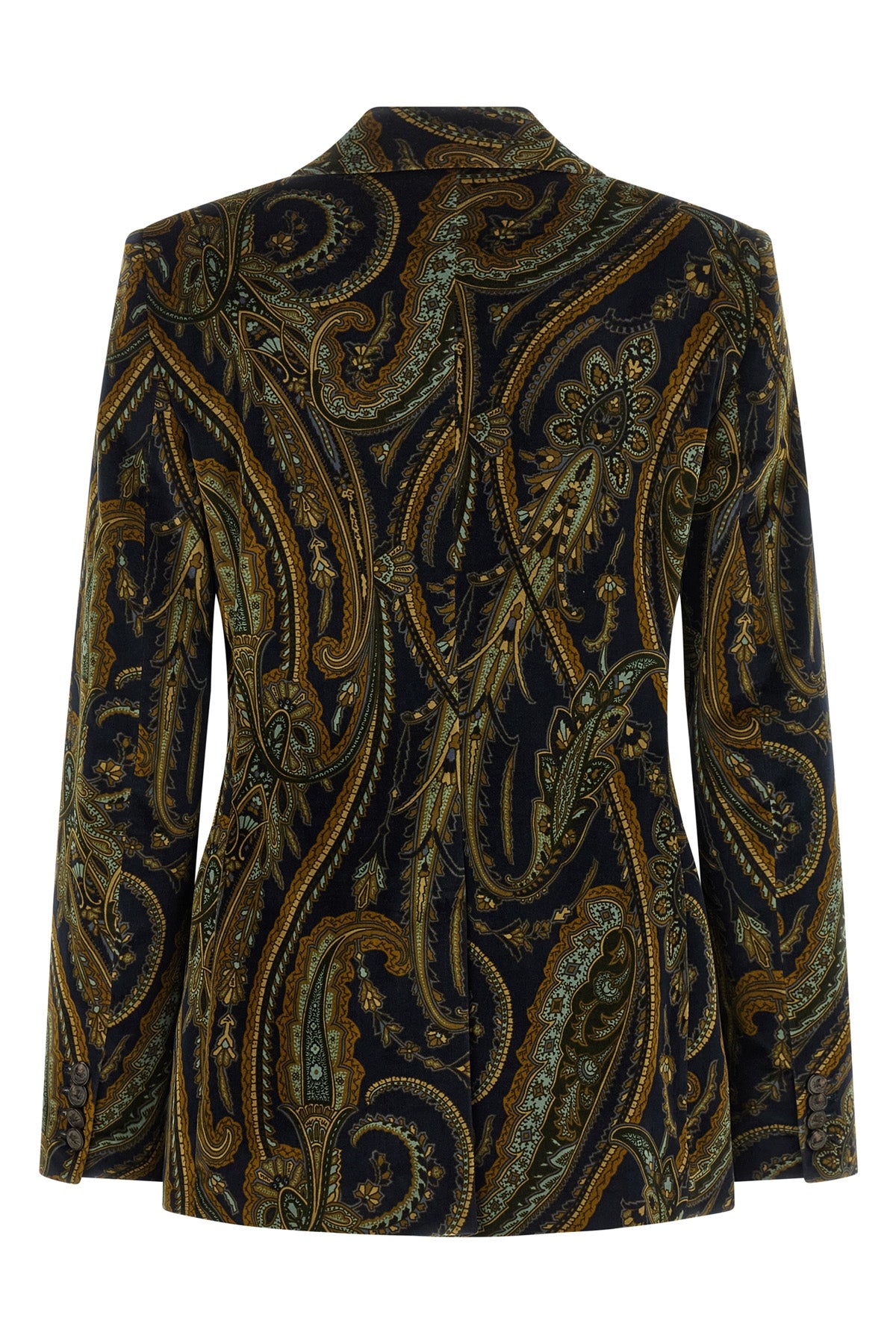 the etro blazer in soft stretch cotton velvet worked in a shuttle defines the co
