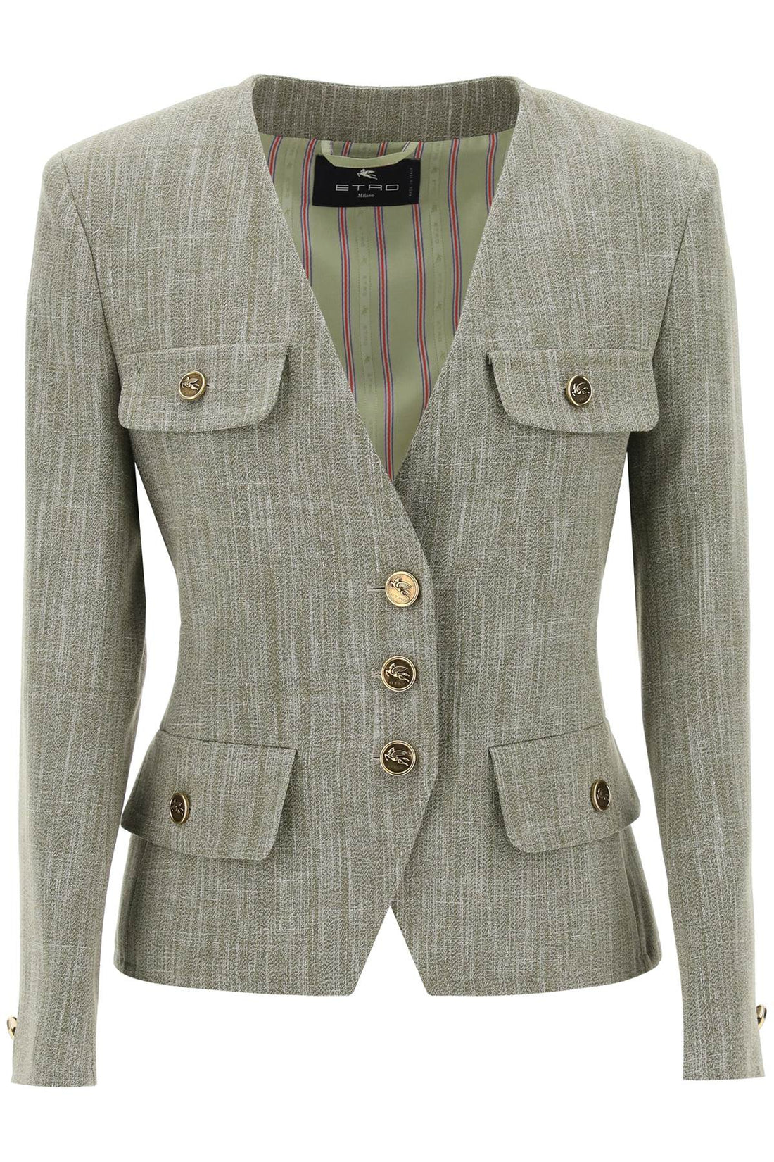 fitted jacket with padded shoulders