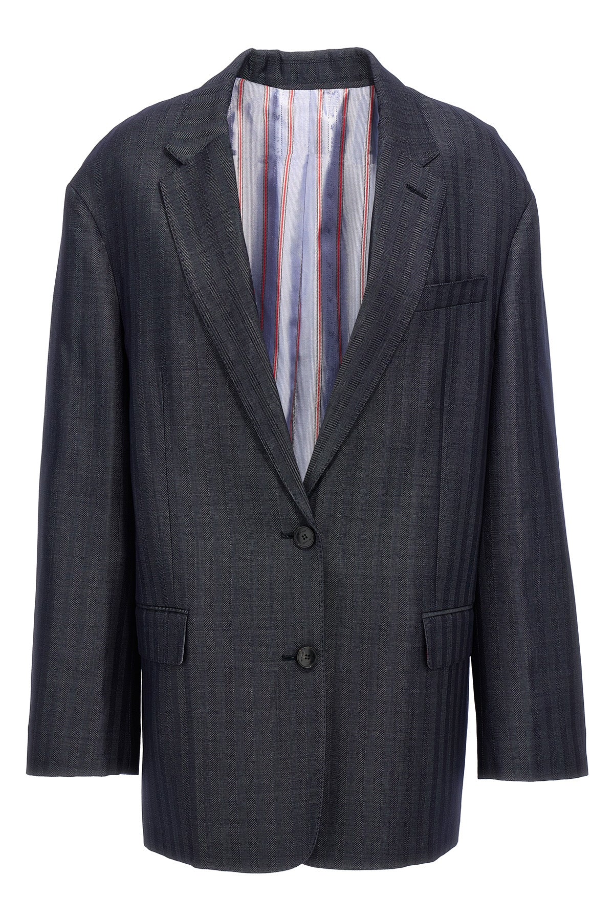 striped single-breasted blazer in wool blend