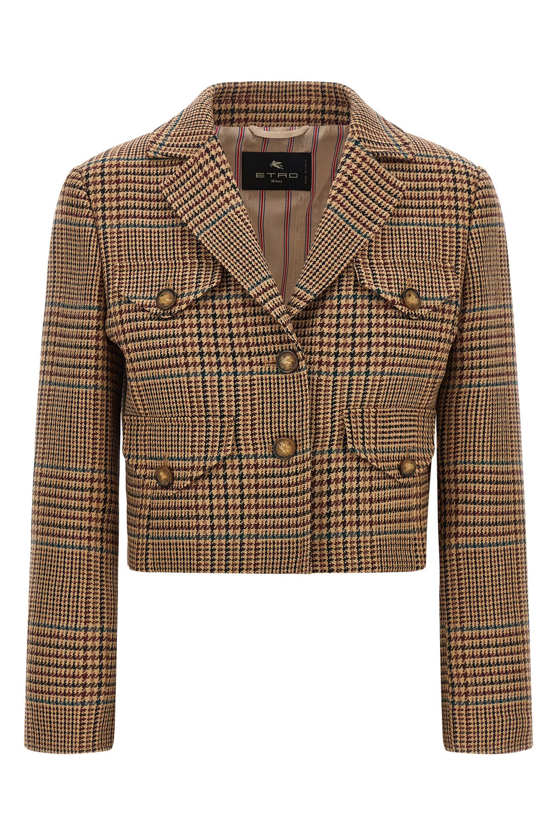 ETRO 40 the cropped etro blazer redefines traditional tailoring through a shortened and