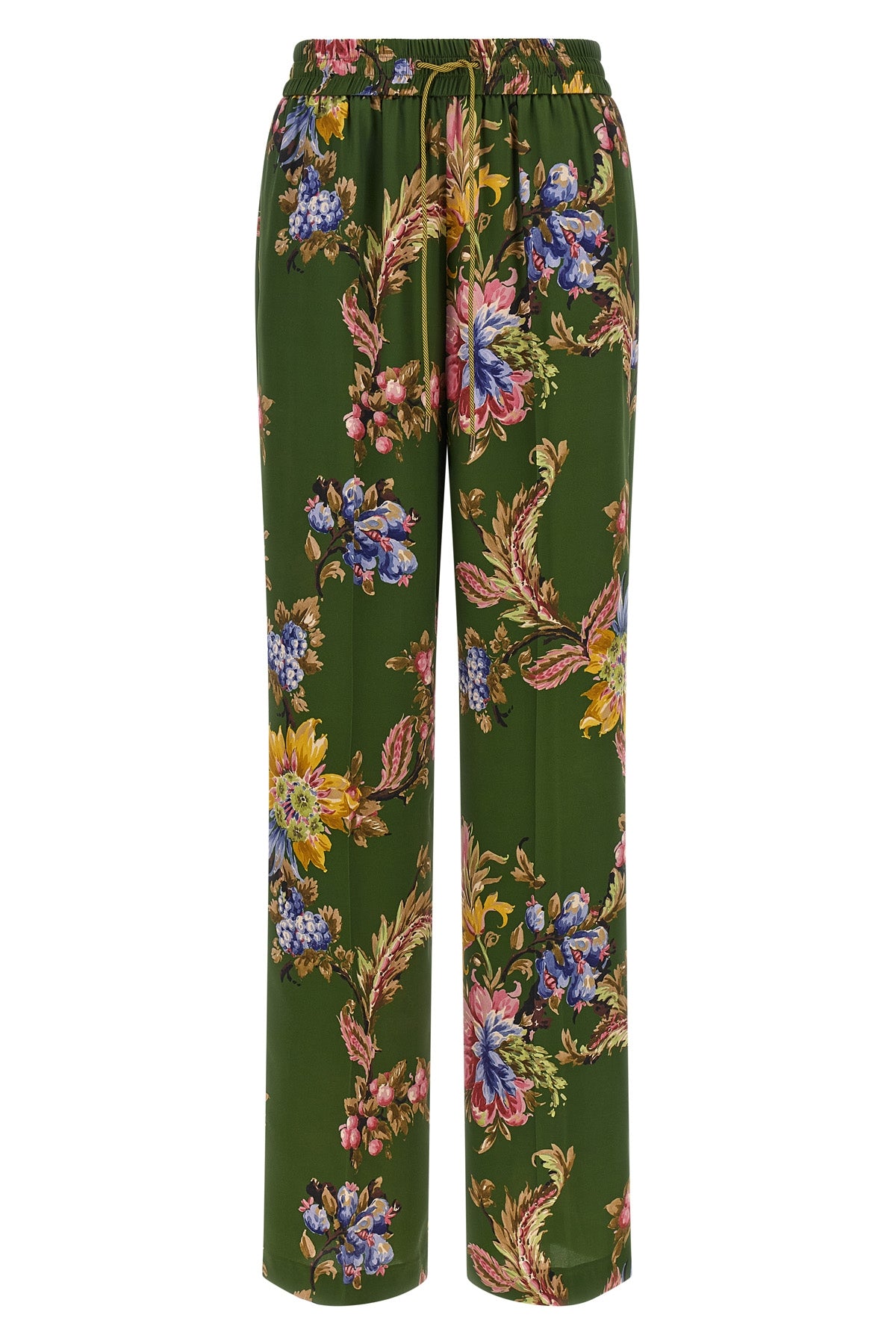 etro trousers define a wide and relaxed silhouette through a fluid fabric