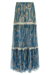 long skirt in patterned silk