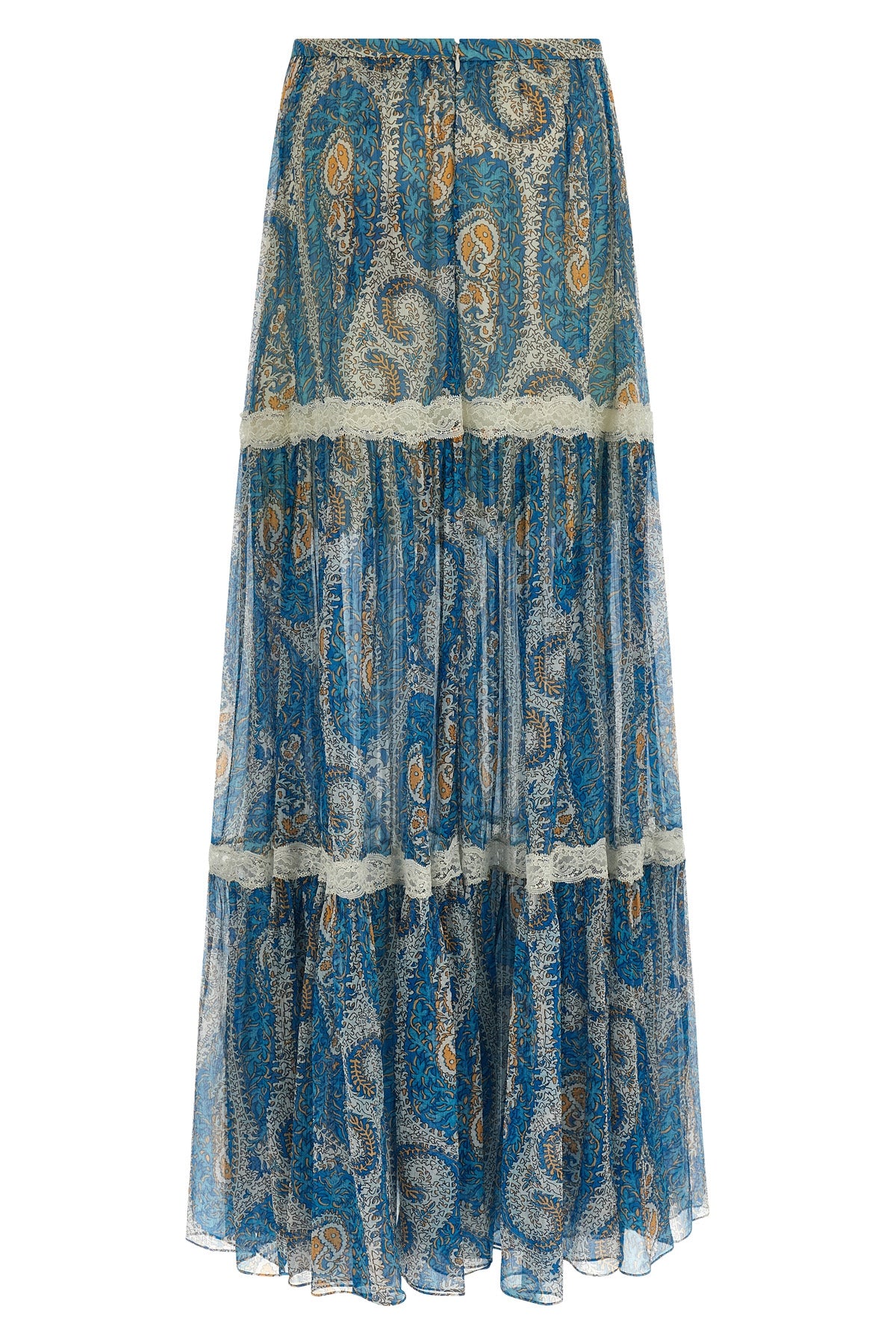 long skirt in patterned silk
