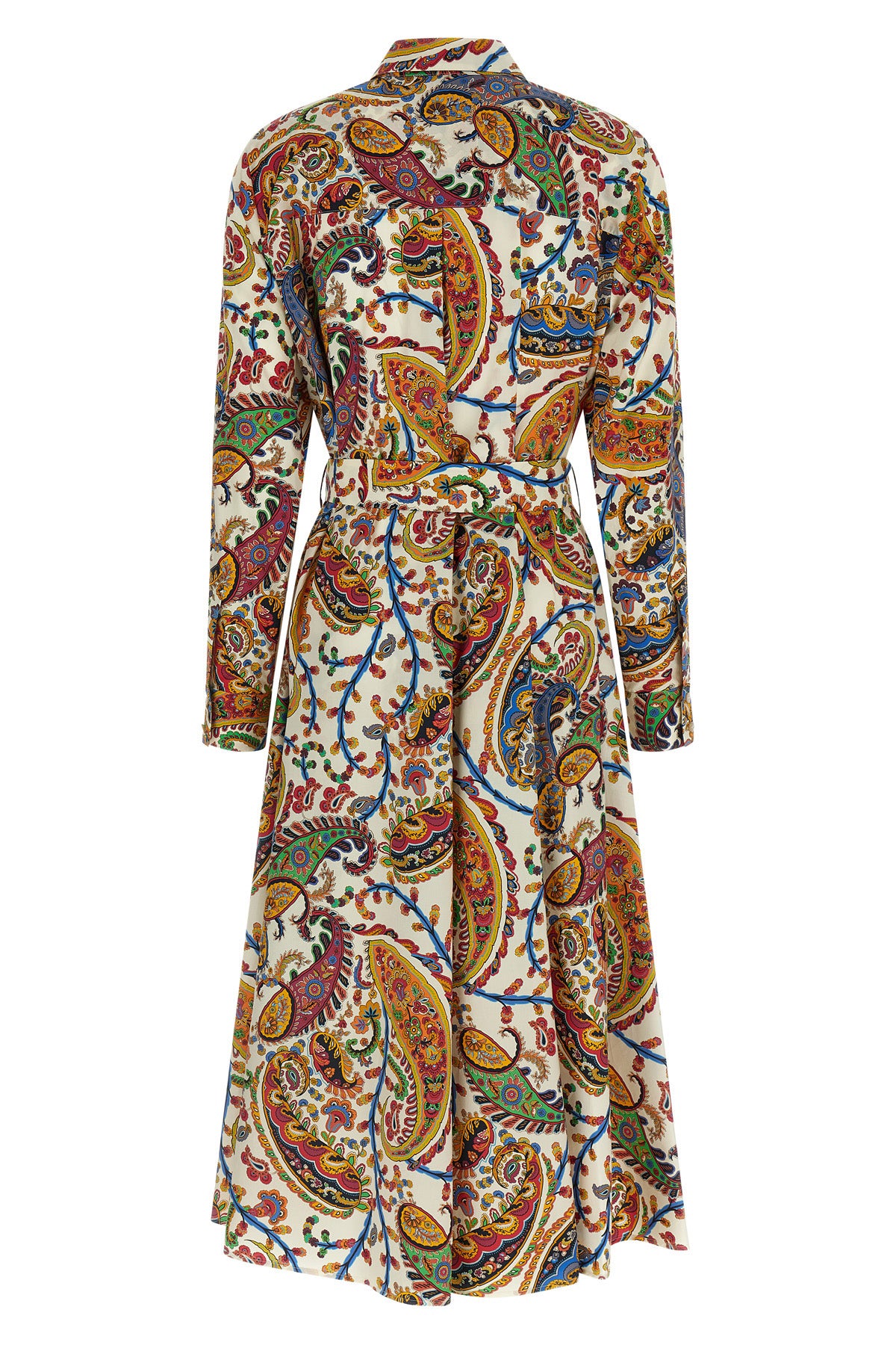 paisley foliage print cotton midi dress