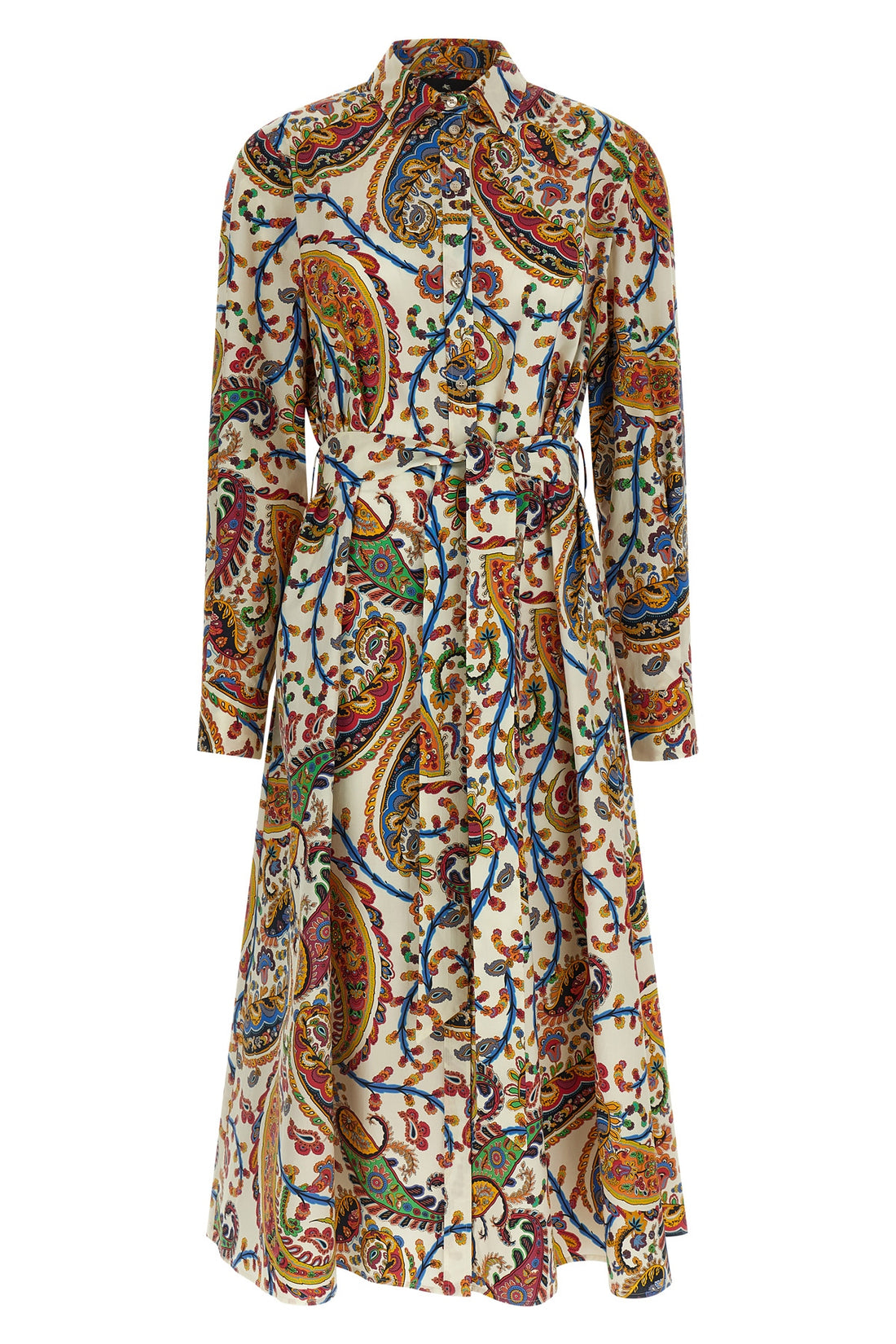 ETRO 42 paisley foliage print cotton midi dress
