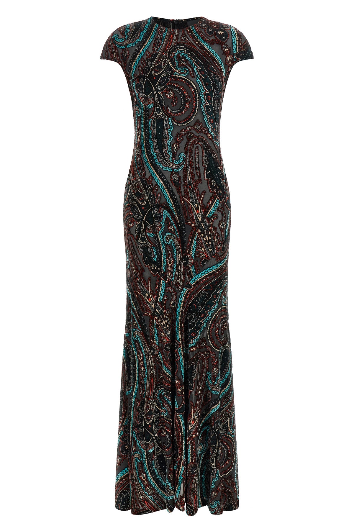 the etro long dress stands out for its flared silhouette that enhances the figur