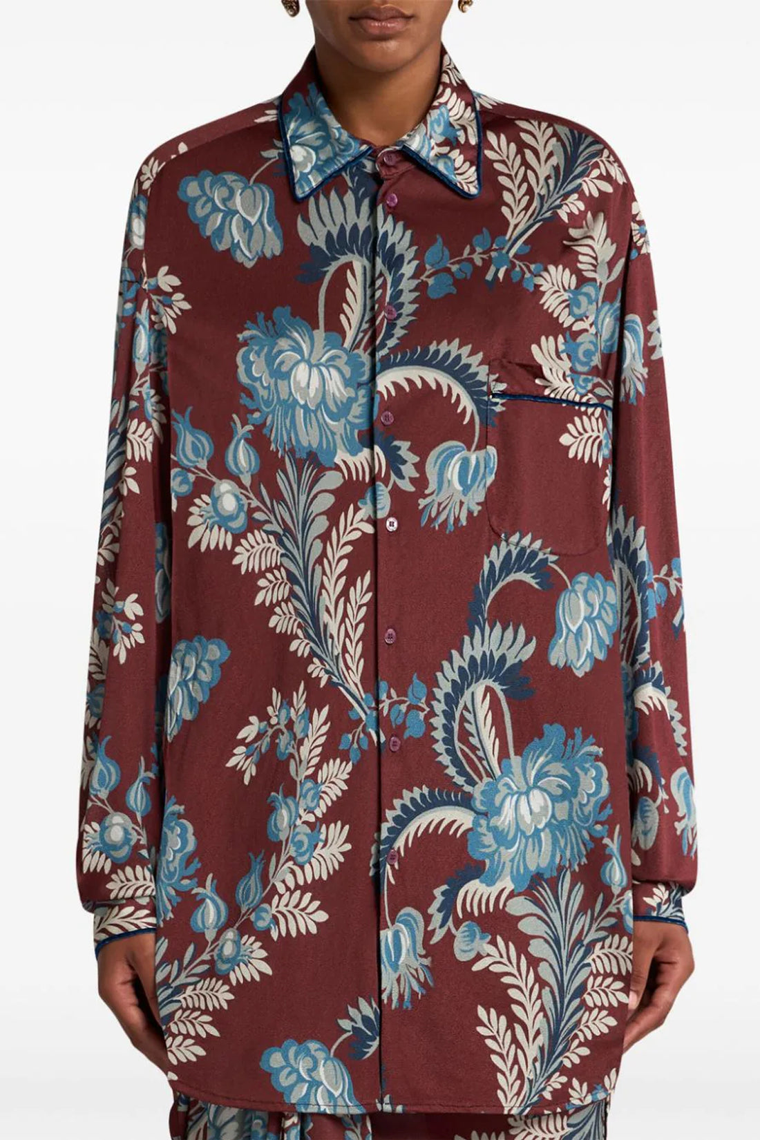 ETRO 40 floral foliage print crepe jersey shirt