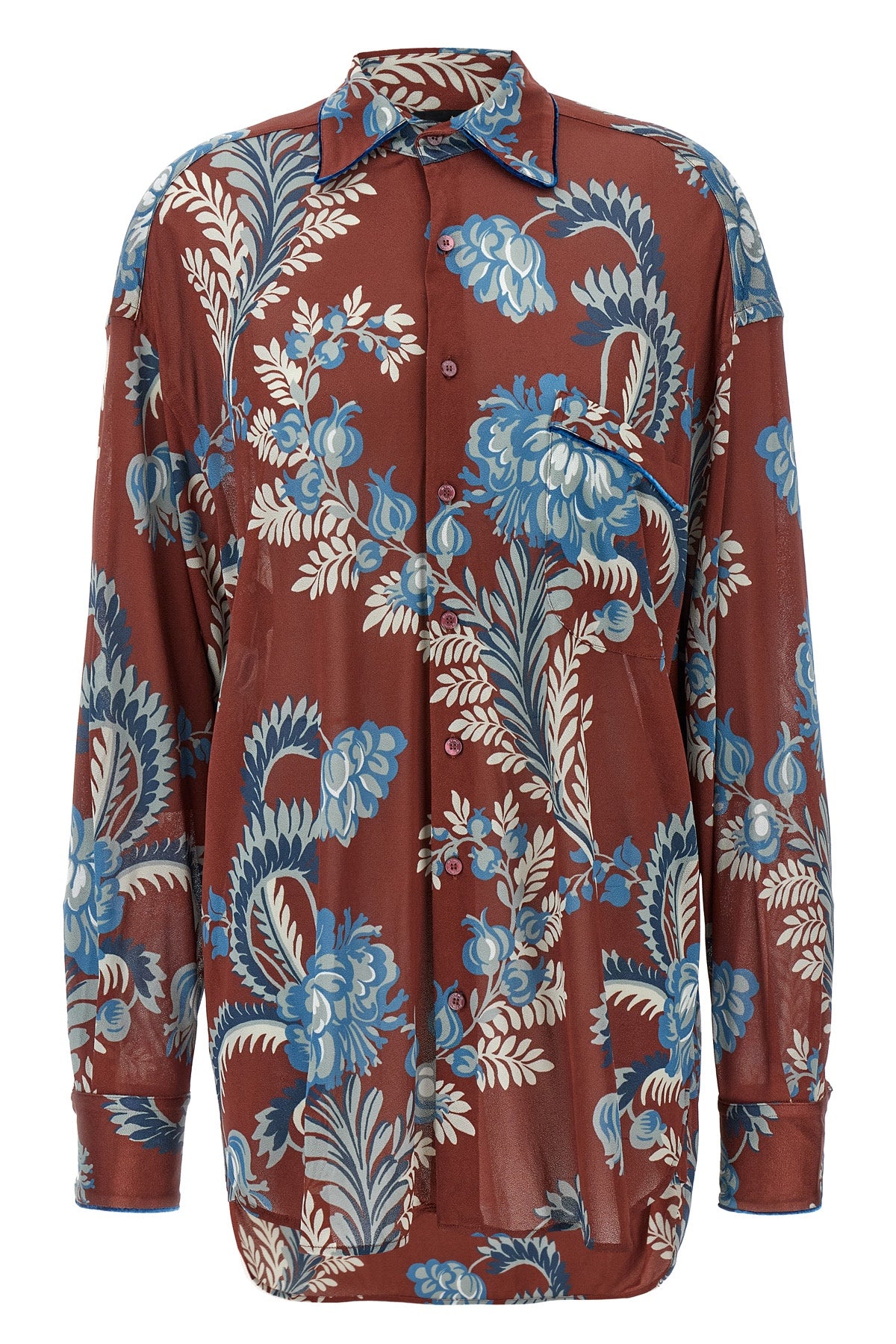 floral foliage print crepe jersey shirt