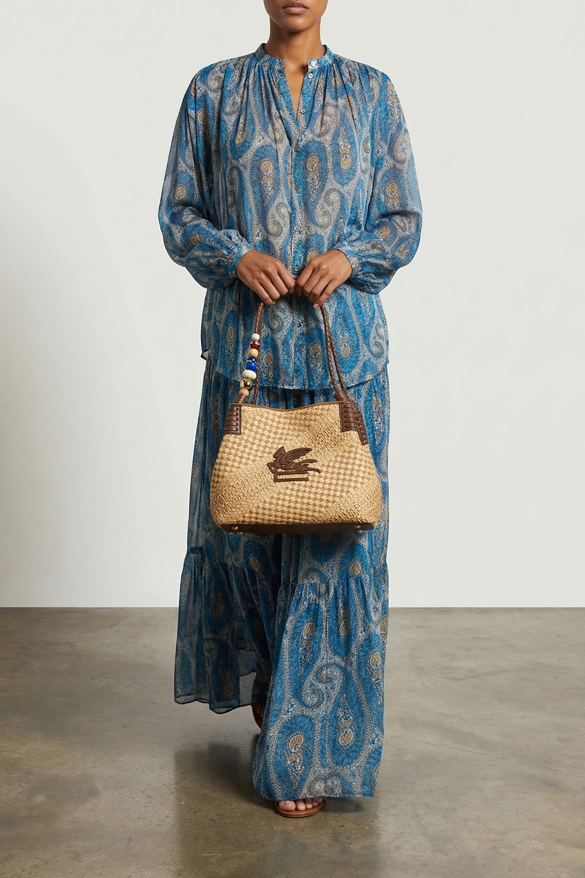 patterned silk georgette shirt