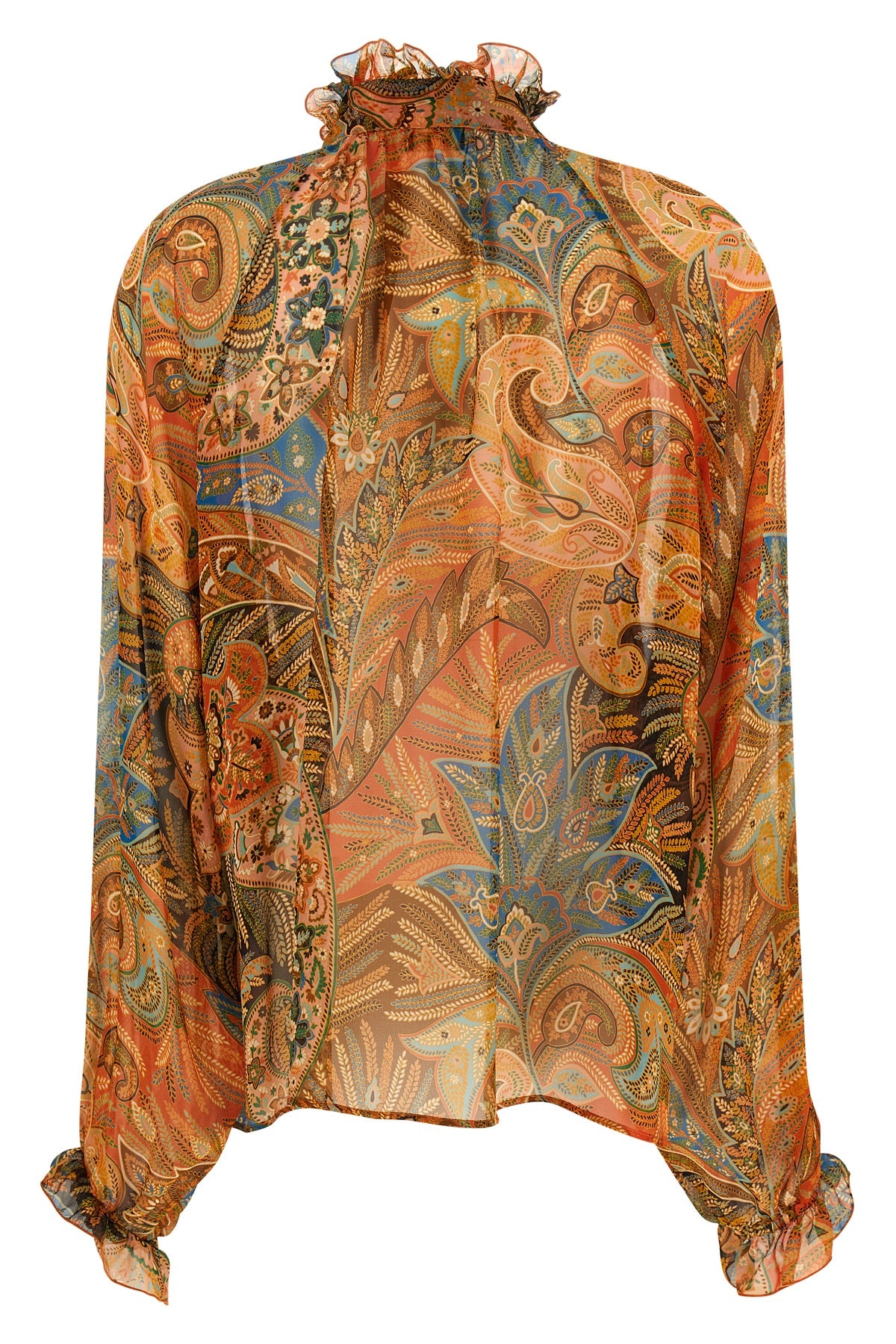 shirt in light and semi-transparent silk chiffon