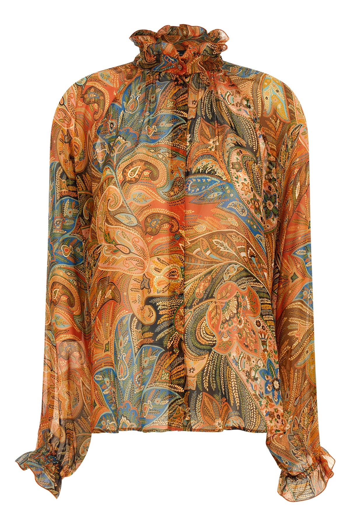 shirt in light and semi-transparent silk chiffon