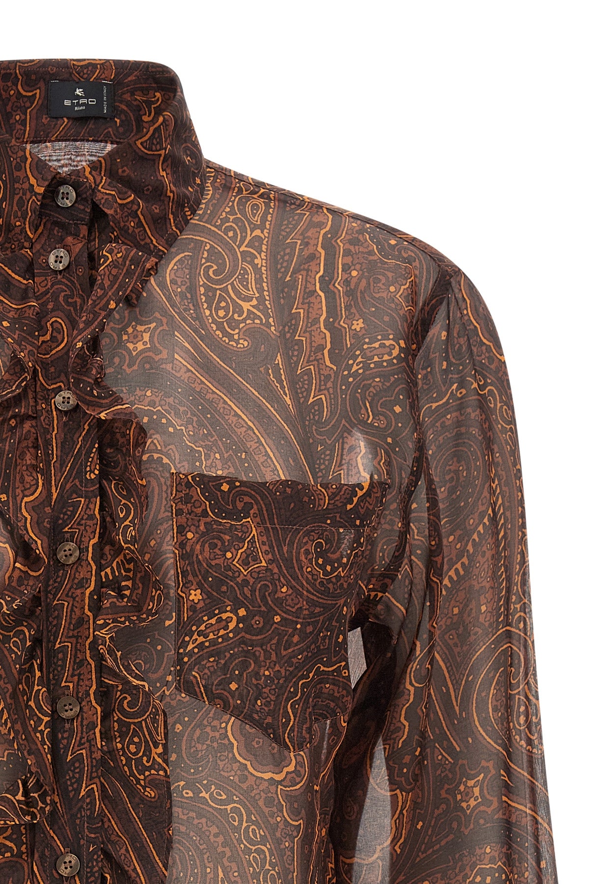 the etro shirt stands out for its fluid silhouette and the iconic paisley print