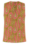 all-over paisley foliage twill fabric fluid top
