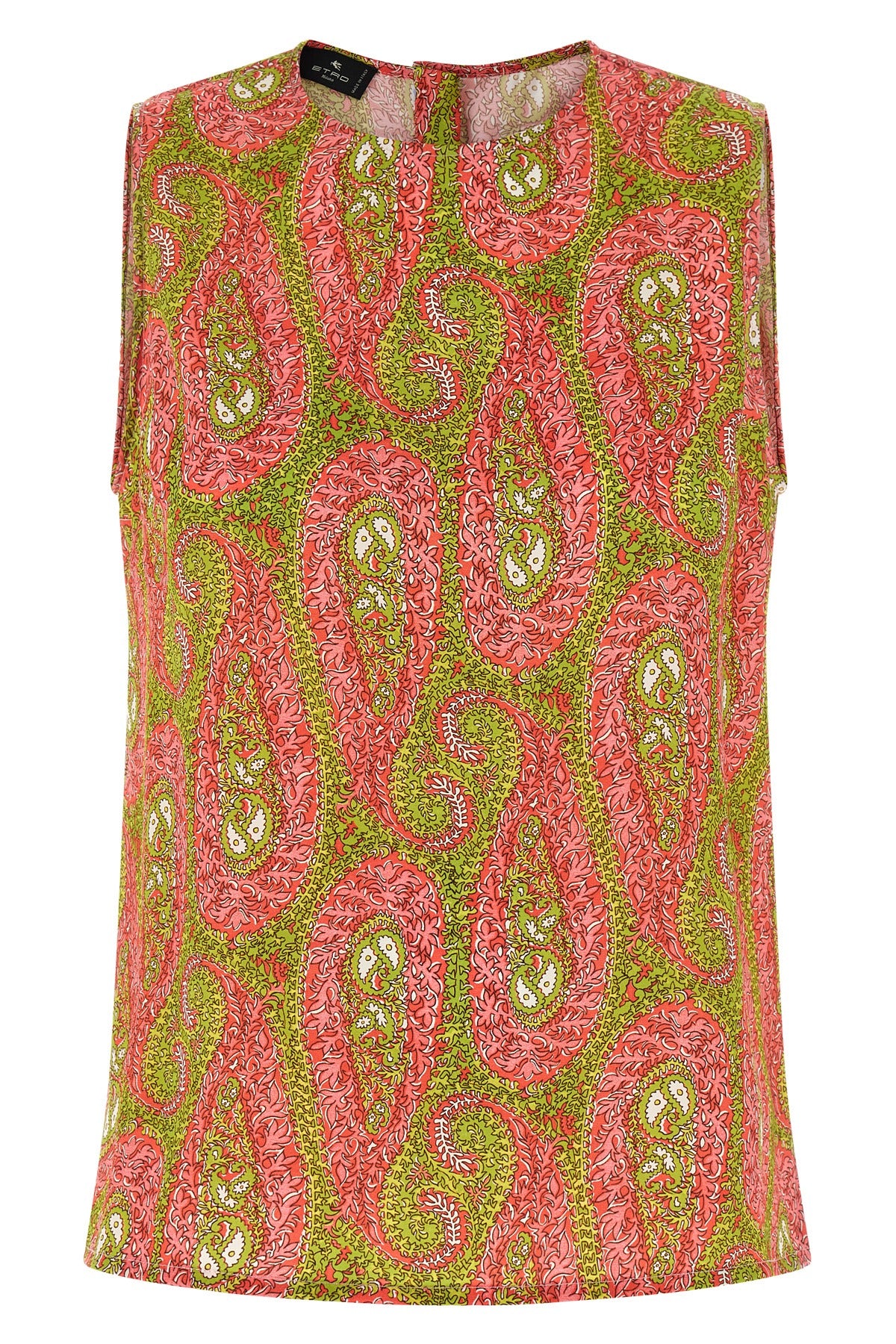 all-over paisley foliage twill fabric fluid top