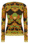 patterned stretch mesh fabric sweater