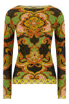 patterned stretch mesh fabric sweater