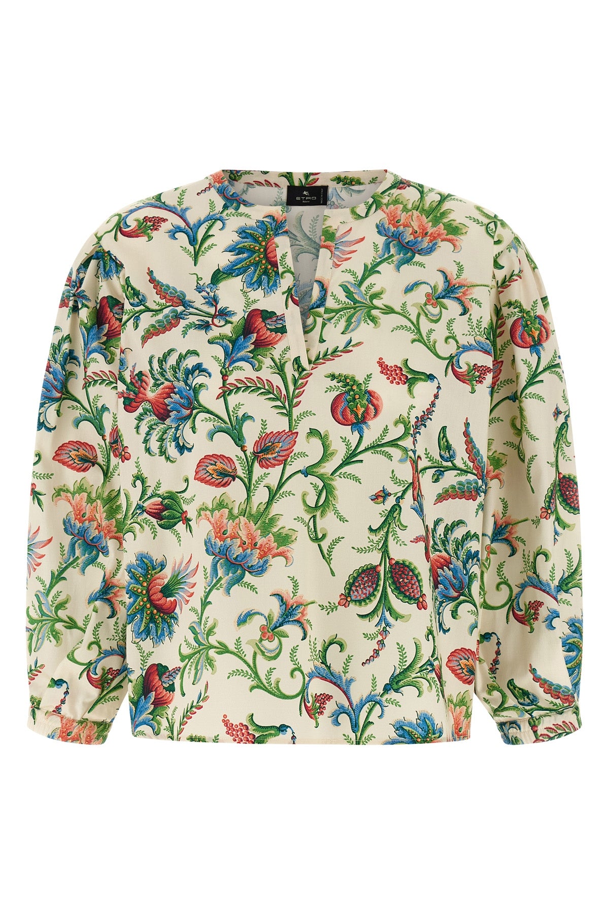 blouse in pure cotton poplin floral motif