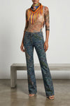 paisley foliage and floral print tulle bodysuit