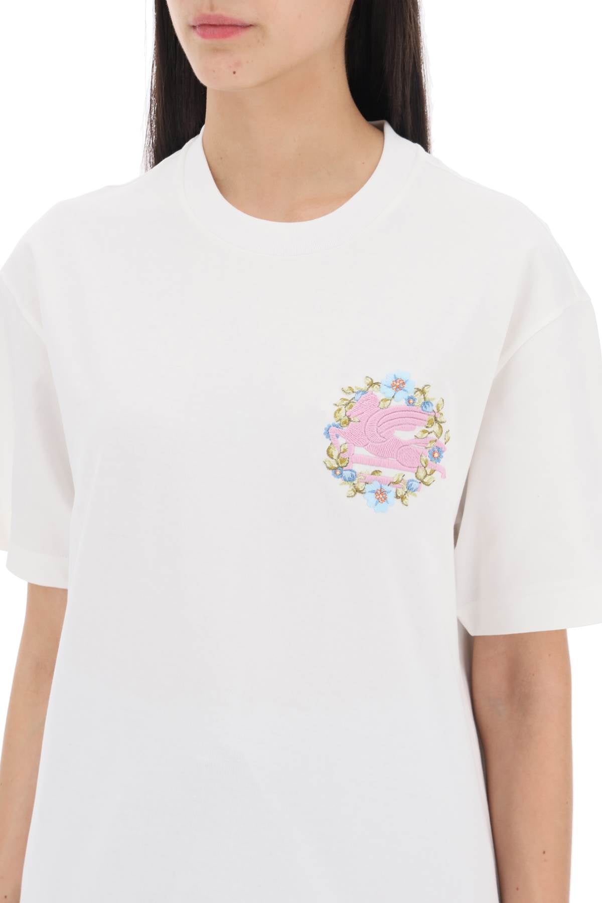 floral pegasus embroidered t-shirt