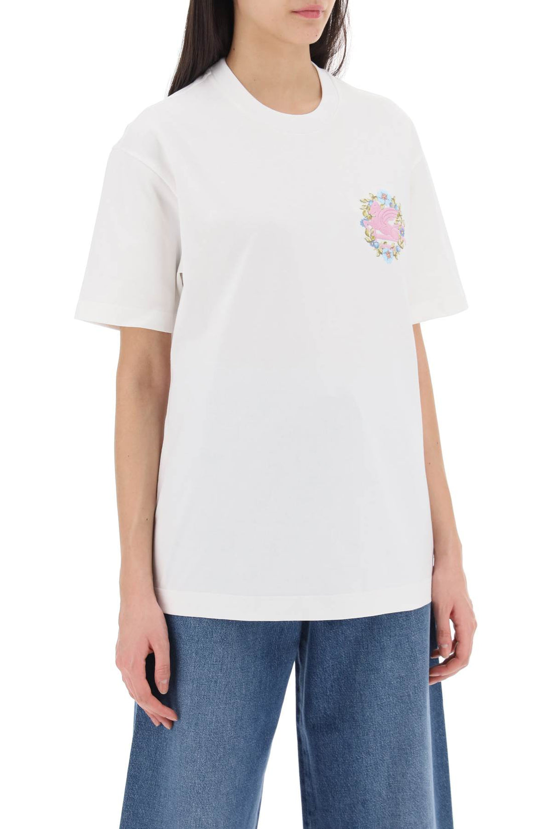 floral pegasus embroidered t-shirt