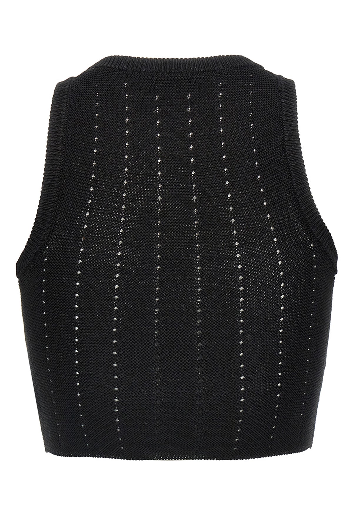 top in cotton blend knit and viscose punched vertical pattern