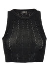 top in cotton blend knit and viscose punched vertical pattern